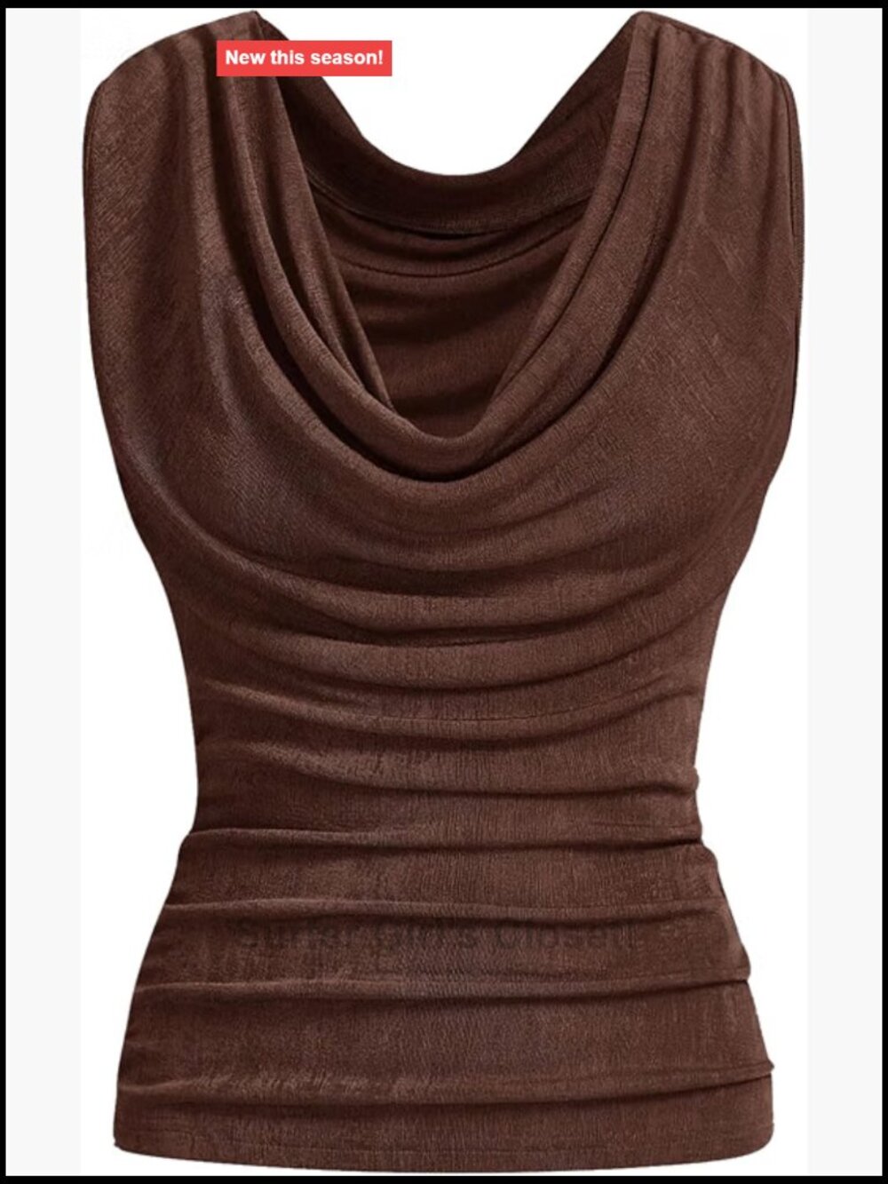 Womens Cowl Neck Sleeveless Blouse Draped Ruched Work Going Out Top